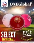 ONEGlobal Select Leather Cricket Ball | 100% Handcrafted, 156g - 5.5oz, 4-Piece Construction | Ideal for T20, Net Practice, Training etc. (Pink, 1 Pack)