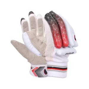 Amber Fight Gear Optipro Batting Gloves for Cricket Premium Fabric Palm, Non-Toxic PVC Finger Rolls, Cotton Back Ventilated & Lightweight, Sweat-Resistant for Better Grip, White, Large