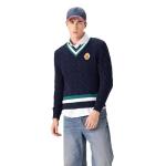 Members Only Men's Cricket Sweater | 100% Cotton Cable Knit Sweater Men | Cotton Cable Knit Sweater | Sweaters for Men - Navy L