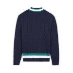 Members Only Men's Cricket Sweater | 100% Cotton Cable Knit Sweater Men | Cotton Cable Knit Sweater | Sweaters for Men - Navy L