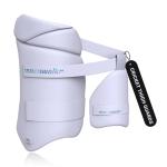 moonwalkr Cricket Thigh Guards 2.0 Lightweight Cricket Guard & Equipment Unisex Thigh Pads for Batter's Height (5'4"- 5'8") Safeguarding Both Your Outer and Inner Thighs White (Medium, Left Hand)