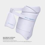 moonwalkr Cricket Thigh Guards 2.0 Lightweight Cricket Guard & Equipment Unisex Thigh Pads for Batter's Height (5'4"- 5'8") Safeguarding Both Your Outer and Inner Thighs White (Medium, Left Hand)