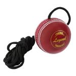 SS Hanging Ball for Cricket Bat Knocking and Practice with Reaction String, Threaded Seam, Red Color