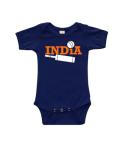 PandoraTees India Cricket Baby Gift, Short Sleeve Baby One-Piece, Infant Apparel (Navy, 6-12 Months)