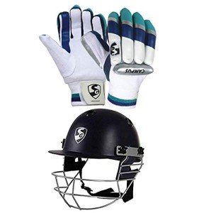 SG Optipro Cricket Helmet & Campus Batting Gloves Set