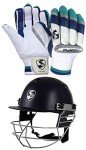 SG Optipro Cricket Helmet & Campus Batting Gloves Set