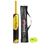 SPORTAXIS Heavy-Duty Cricket Bat with 2 Balls