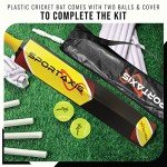 SPORTAXIS Heavy-Duty Cricket Bat with 2 Balls