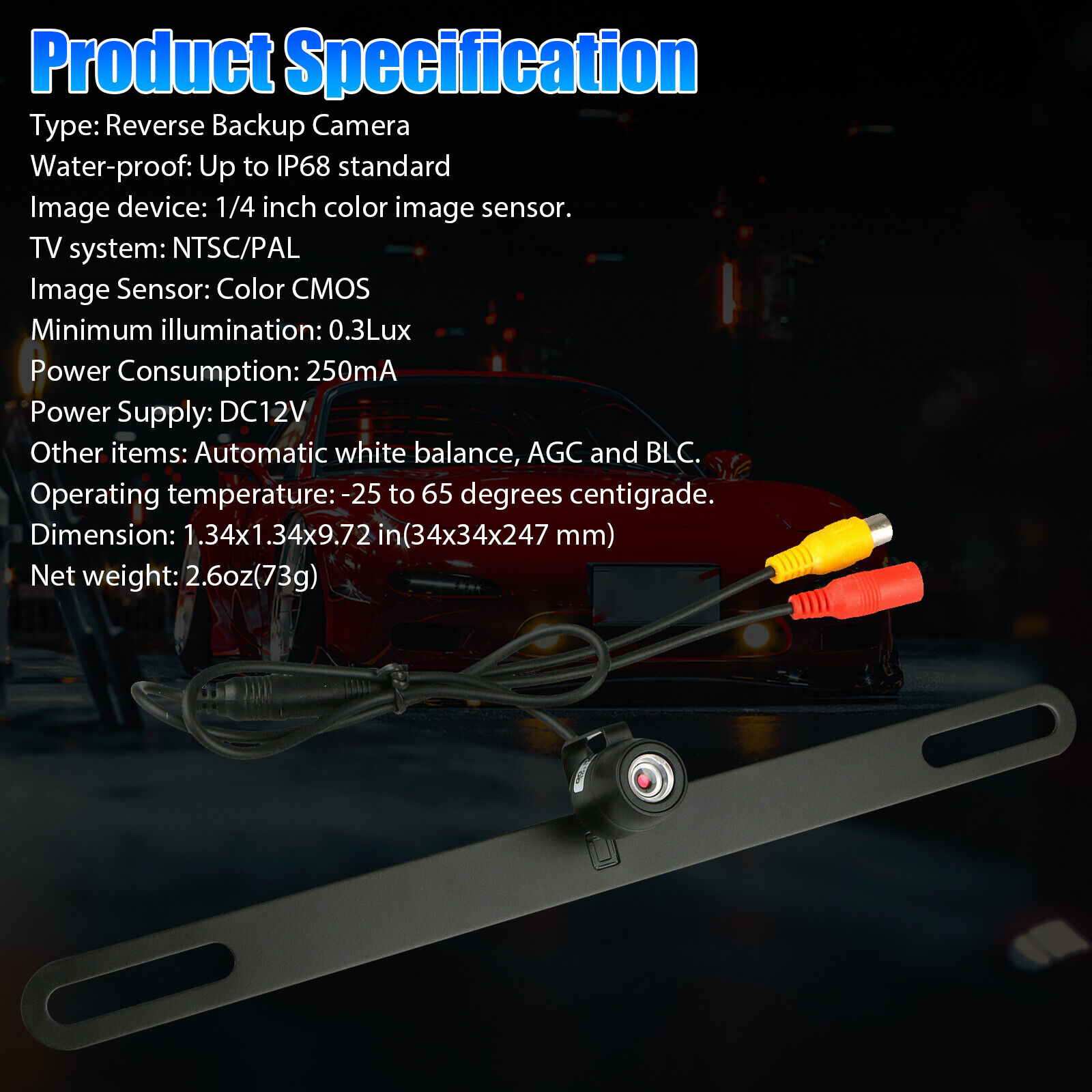170° HD Night Vision Reverse Parking Camera