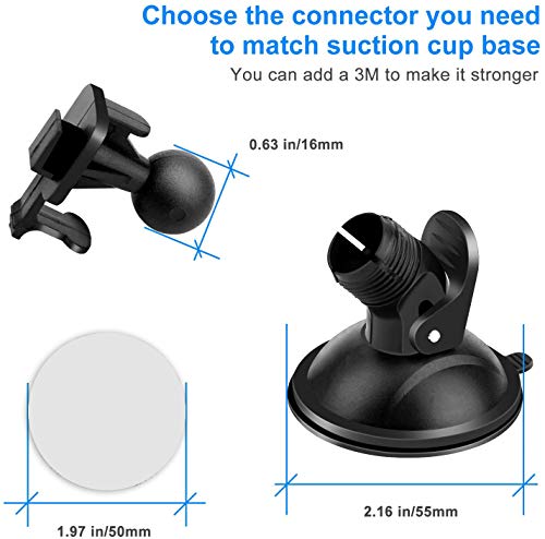 Universal Dash Cam Suction Cup Mount with Adhesives