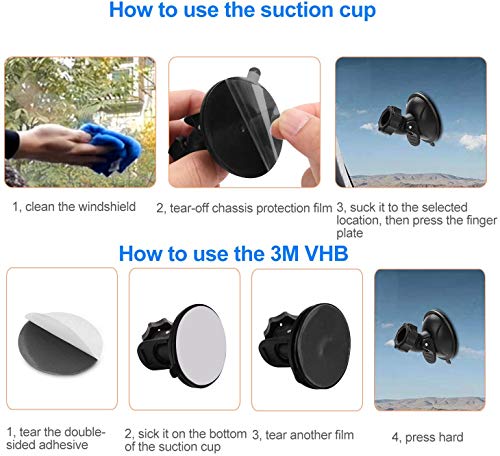 Universal Dash Cam Suction Cup Mount with Adhesives