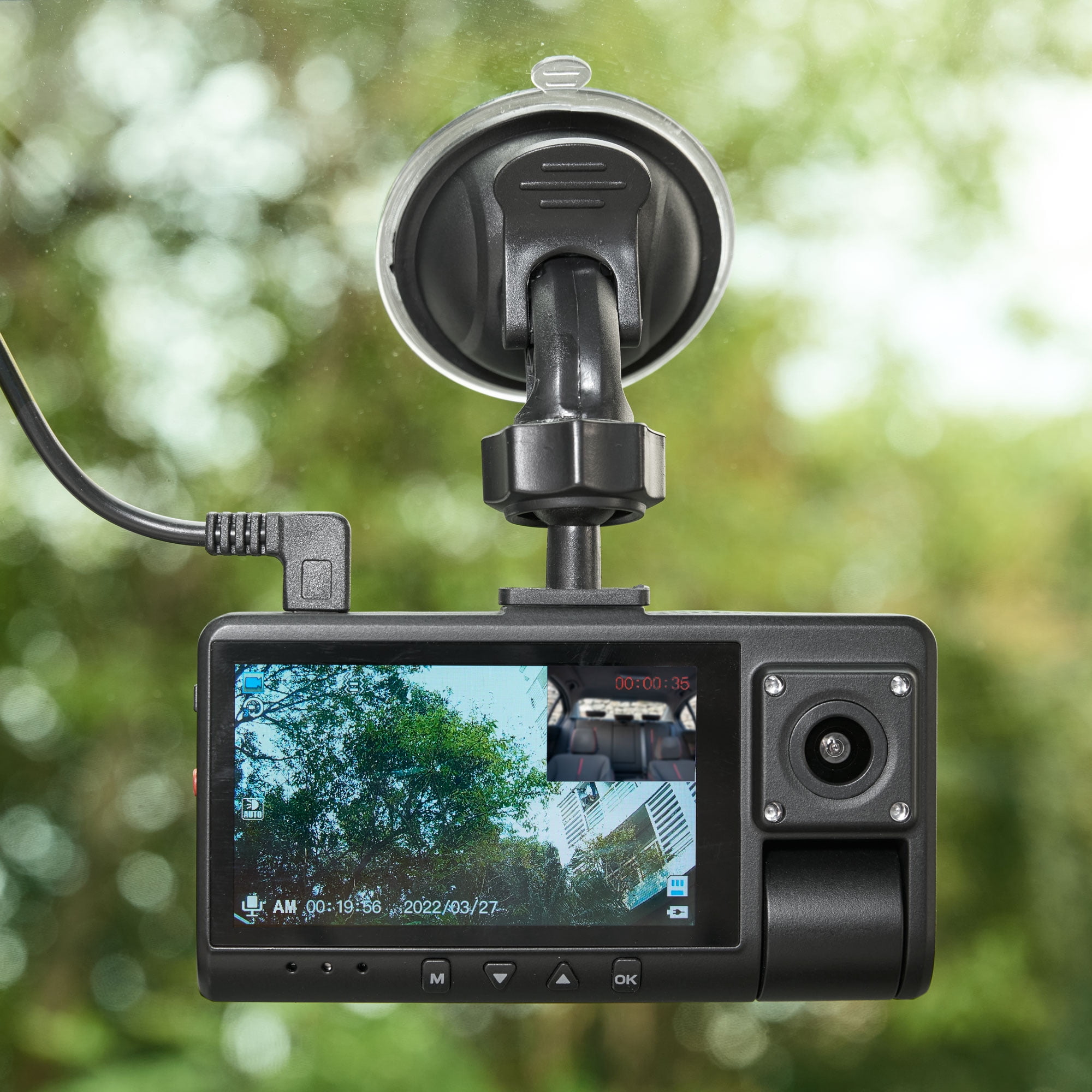 Onn. Dual Dash Cam with Ultra-Wide 1080P Lens
