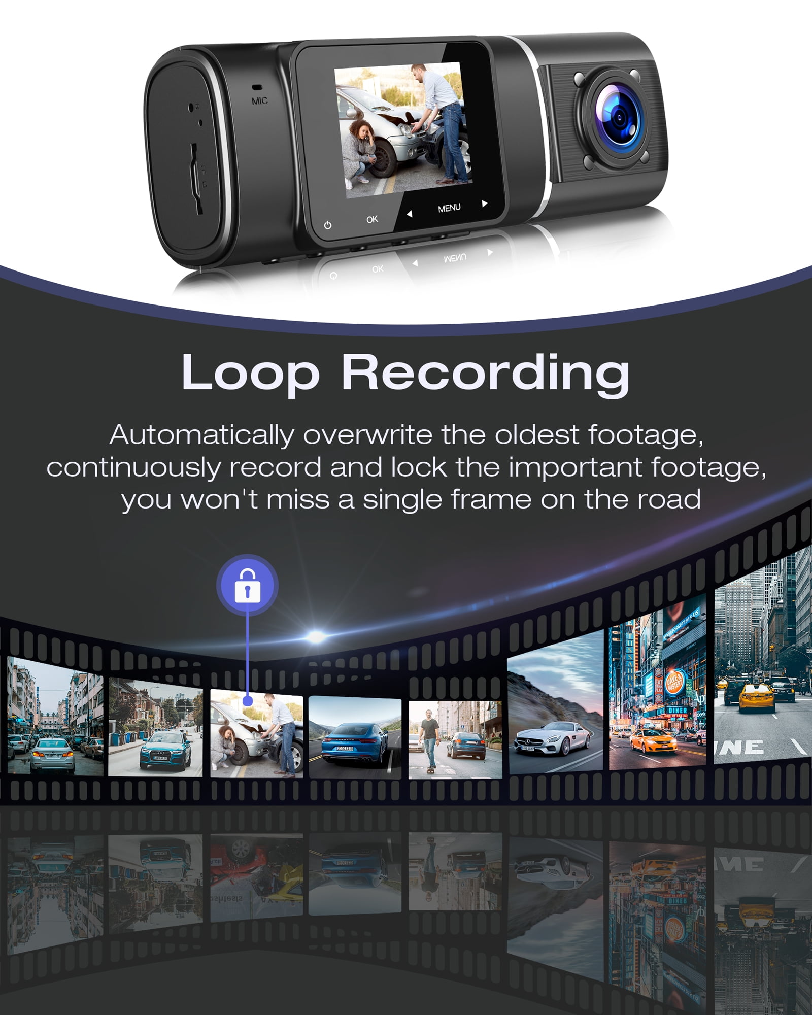 TOGUARD Dual 1080P Dash Cam with Night Vision