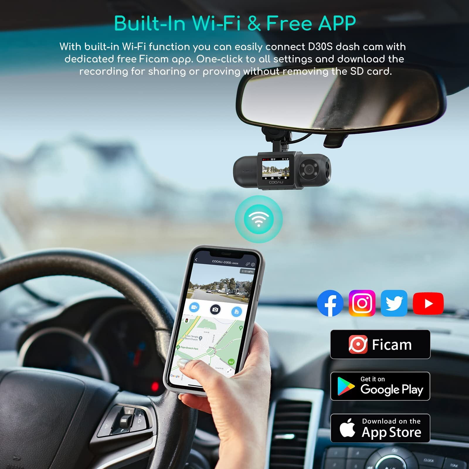 2.5K Dual Dash Cam with GPS and WiFi