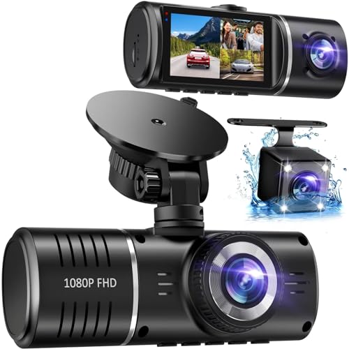 Triple Channel 1080P Dash Cam with 32GB Card
