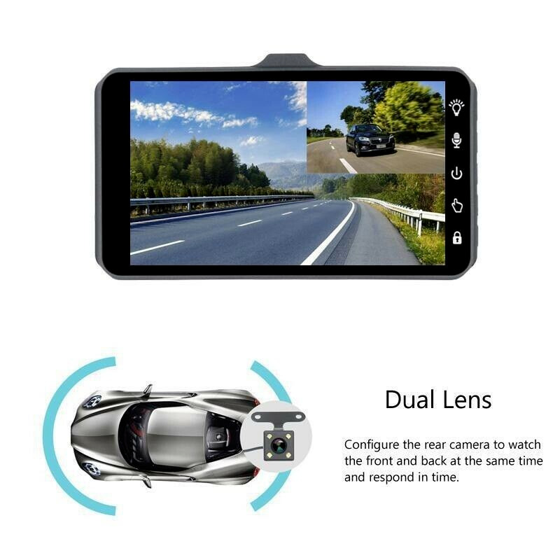 4" 1080P Dual Lens Touch Screen Dash Cam