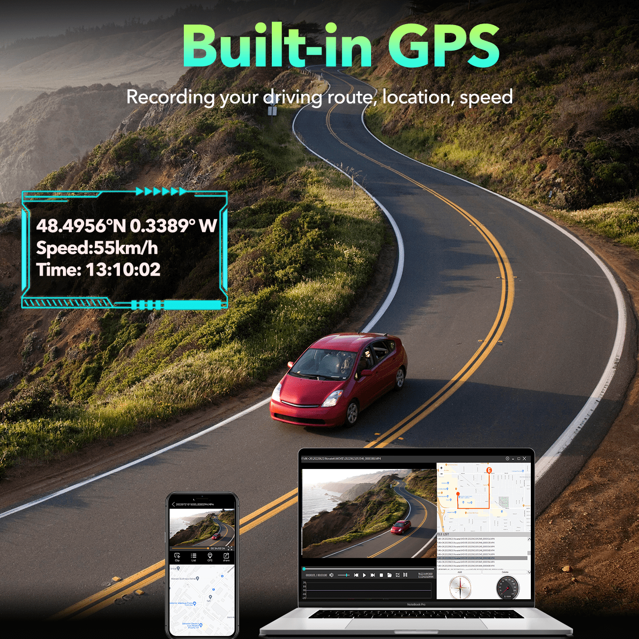 TOGUARD Dual 4K WiFi Dash Cam with Night Vision