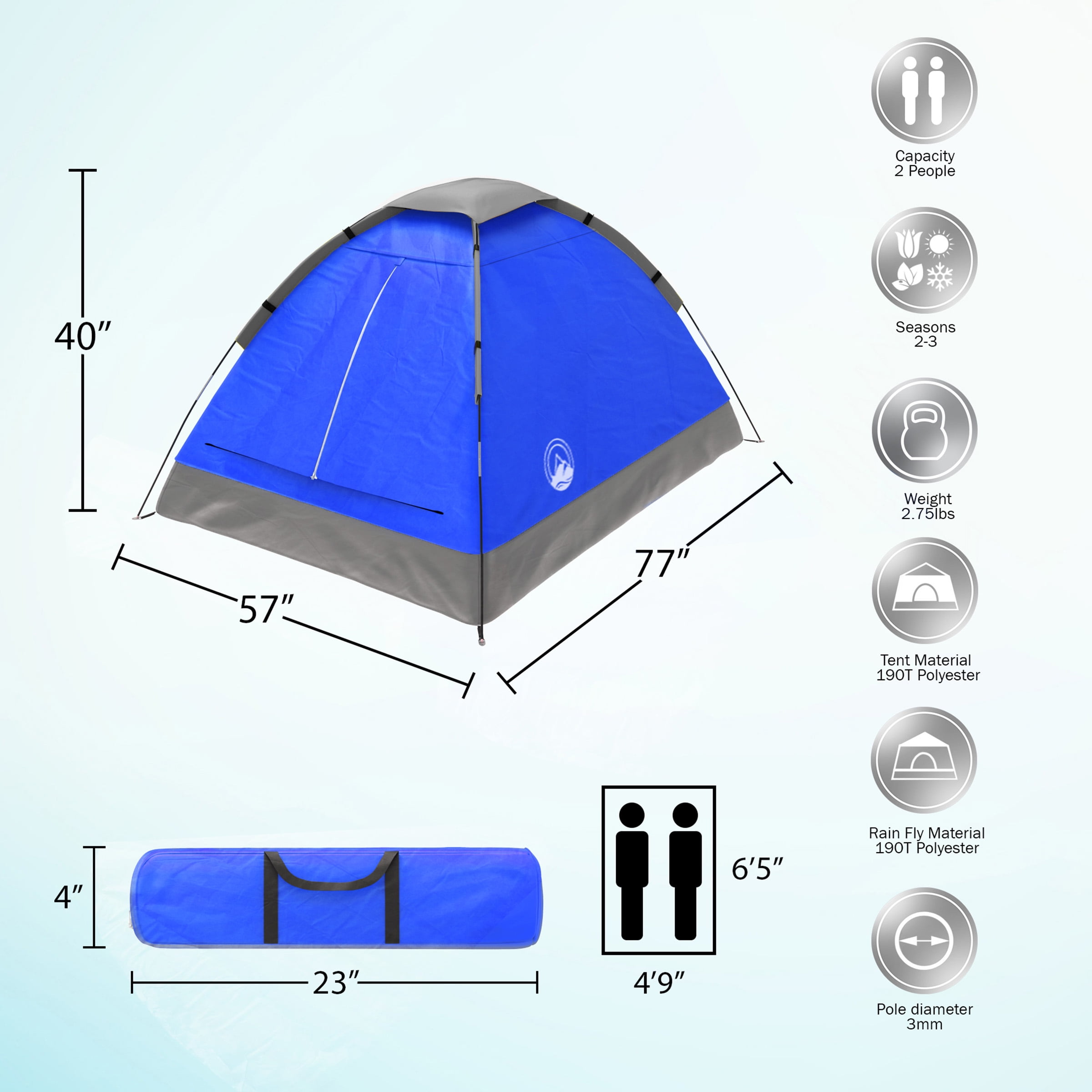 Wakeman 2-Person Lightweight Waterproof Camping Tent