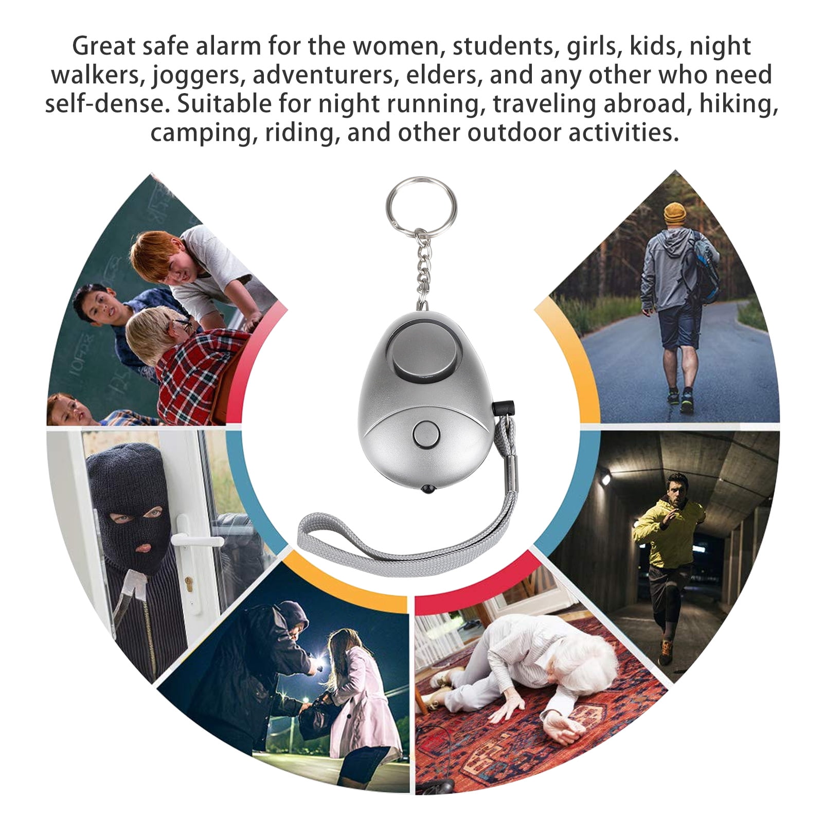 3-Pack Personal Alarm Keychain with LED Light