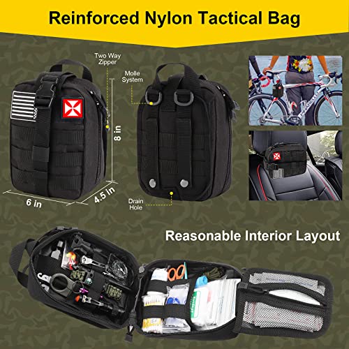 Tactical Survival First Aid Kit with MOLLE Pouch