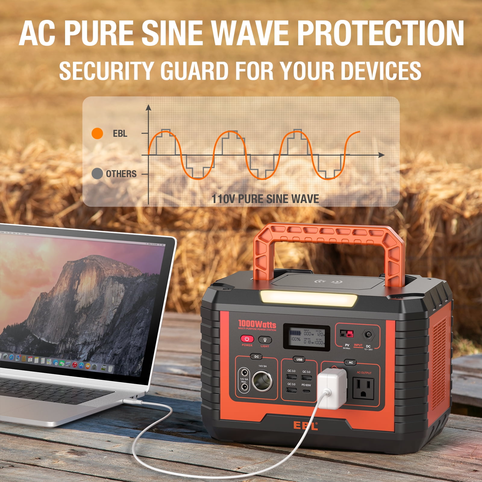 EBL 1000W Portable Power Station and Solar Generator