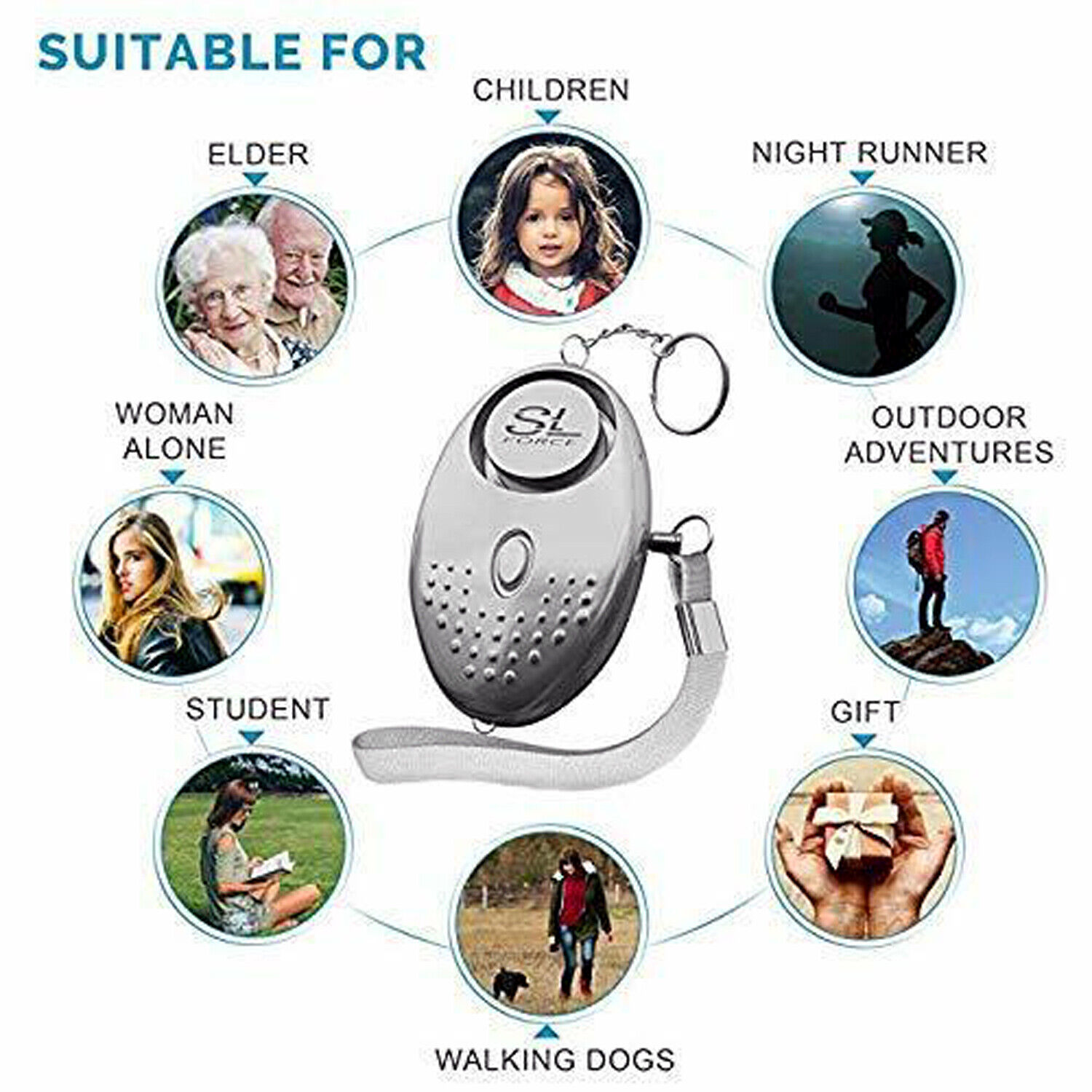 Personal Alarm Keychain with Loud 140dB Siren