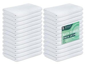 24-Pack 100% Cotton Soft Bath Towels