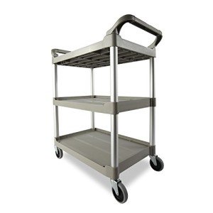 Heavy Duty 3-Shelf Rolling Utility Cart, Platinum
