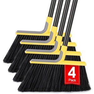 Heavy-Duty Outdoor Broom with Long Handle - 4 Pack