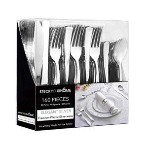 160 Pack Silver Disposable Cutlery Set
