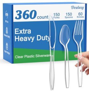 360 Count Heavy Duty Clear Disposable Plastic Cutlery