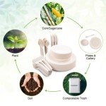Biodegradable Dinnerware Set with Extra Long Utensils