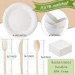 300pcs Heavy-Duty Compostable Paper Plates Set