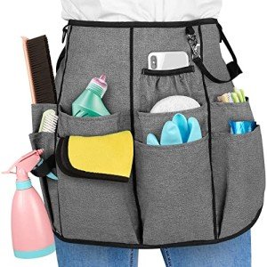 Gray Professional Cleaning Apron with 9 Pockets