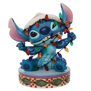 Enesco Jim Shore Disney Traditions Lilo and Stitch Wrapped in Christmas Figurine, 4.5 Inch, Multicolor