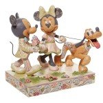 Enesco Jim Shore Disney Traditions White Woodland Mickey and Minnie Mouse Walking Pluto Figurine, 5.67 Inch, Multicolor