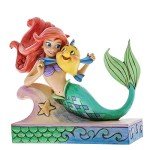 Disney Traditions by Jim Shore “The Little Mermaid” Ariel with Flounder Stone Resin Figurine, 5.25”