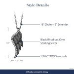 Maleficent Wings Sterling Silver Pendant with Diamonds