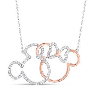 Mickey and Minnie Sterling Silver Interlocking Necklace