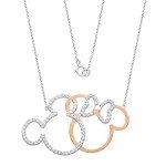 Mickey and Minnie Sterling Silver Interlocking Necklace