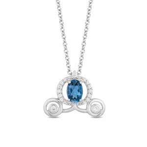 Cinderella Carriage Pendant Necklace with Diamond Topaz