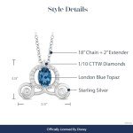 Cinderella Carriage Pendant Necklace with Diamond Topaz