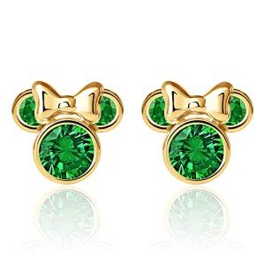 Disney Minnie Mouse May Birthstone Gold Earrings