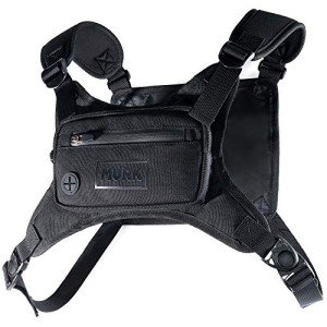 MVRK Water Resistant Chest Pack - Minimalist Running Pack For Workouts, Running Phone Holder With Extra Storage, Lightweight Running Vest, Running Backpack with Reflective Back (Black)