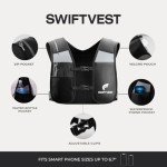 SWIFTVEST Running Phone Holder Vest with 500ml/17oz Running Water Bottle | Waterproof Pouch | Reflective Hydration Vest | Adjustable | Lightweight | 6 Pockets for Running Accessories - Men & Women