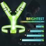 Simket Led Light Up Running Vest Reflective Vest for Walking at Night, High Visibility Night Running Gear Rechargeable Adjustable Running Lights for Runners Walkers Men Women
