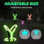 Simket Led Light Up Running Vest Reflective Vest for Walking at Night, High Visibility Night Running Gear Rechargeable Adjustable Running Lights for Runners Walkers Men Women