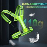 Simket Led Light Up Running Vest Reflective Vest for Walking at Night, High Visibility Night Running Gear Rechargeable Adjustable Running Lights for Runners Walkers Men Women