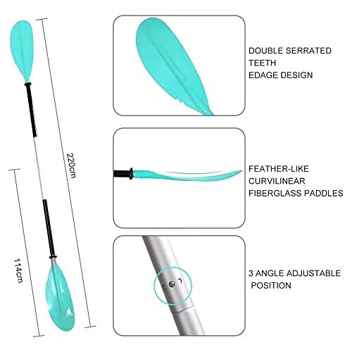 Adjustable Aluminum Kayak Paddle - Mint Green