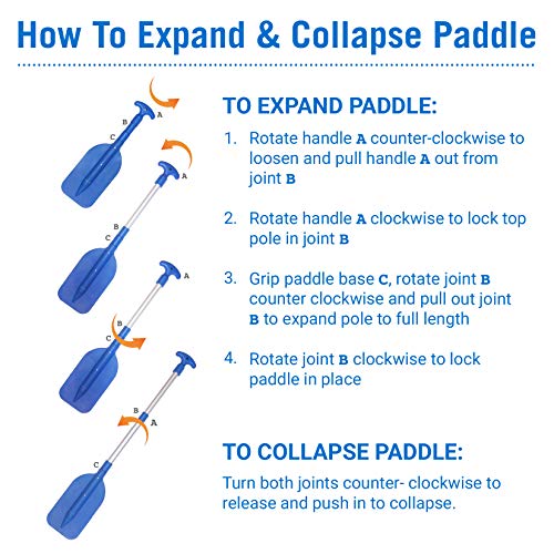 Telescoping Plastic Kayak Paddles - 2 Pack